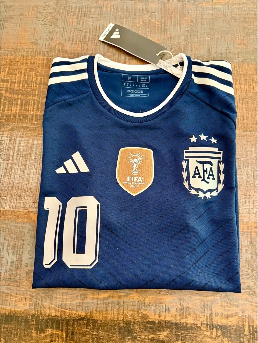 Messi Argentina Adidas Blue and Silver details Medium